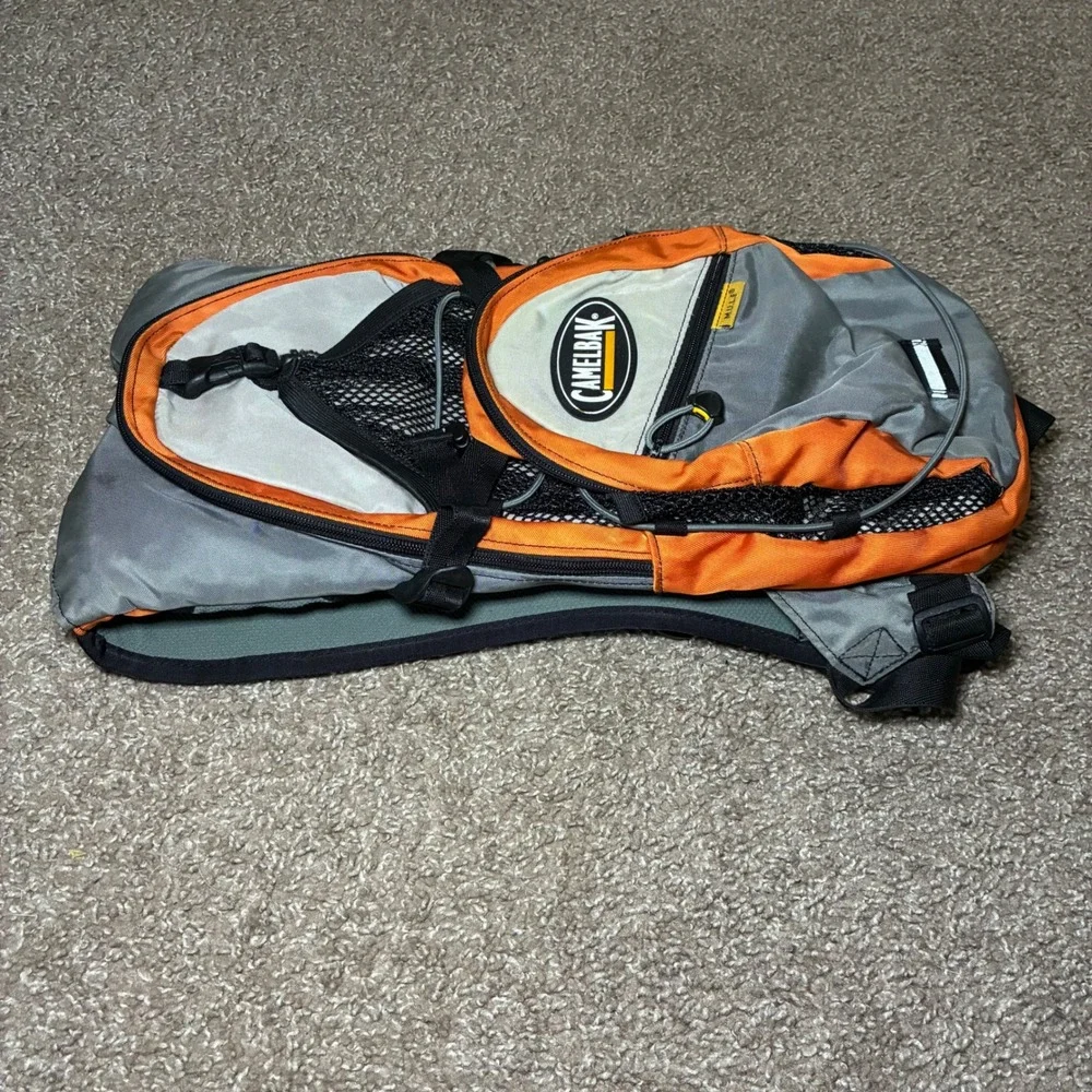 CamelBak MULE Hydration Pack Backpack No Bladder Orange Gray Hiking Camp Vintage